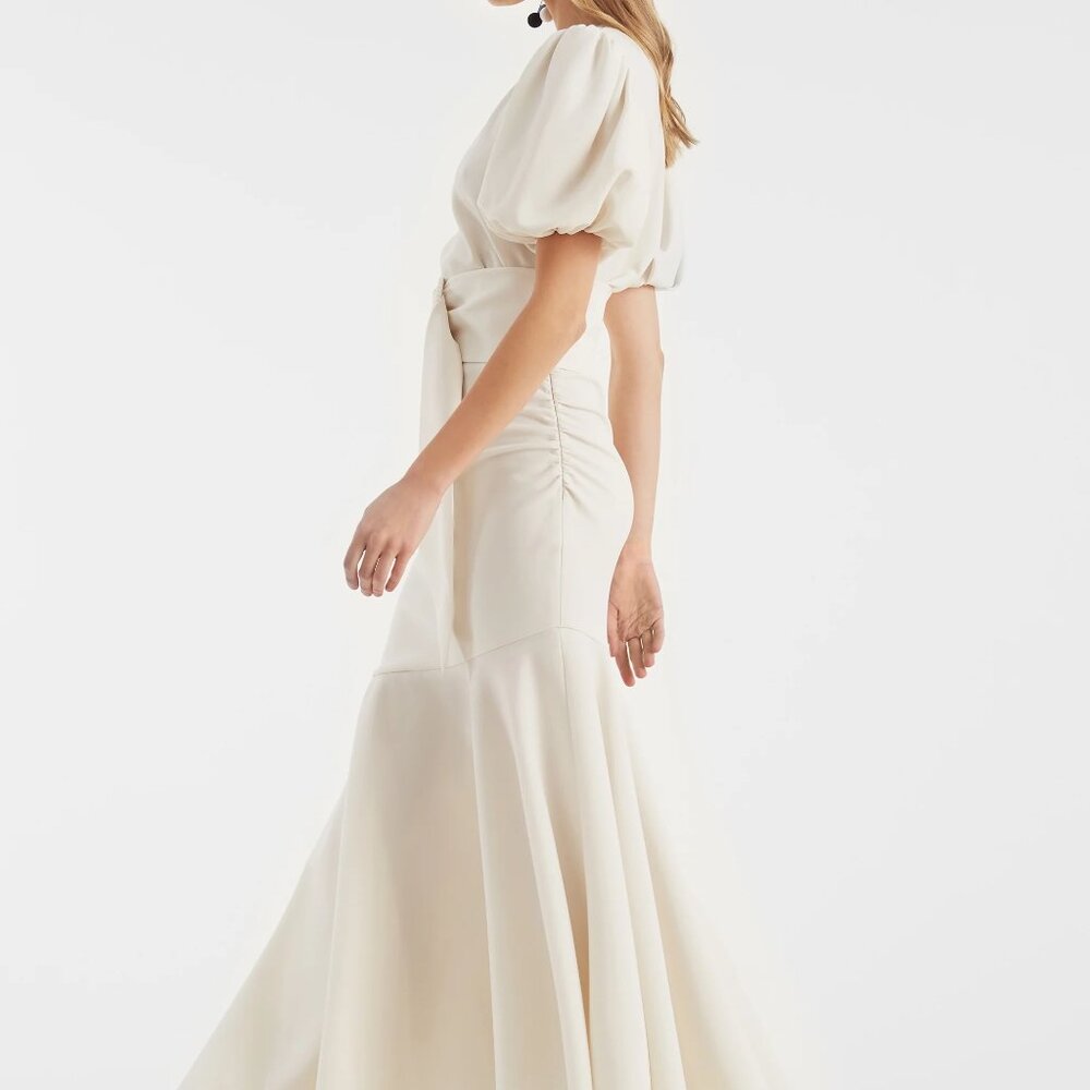 NWT | Sachin + Babi Camila Dress Ivory/White Asymmetrical Belted Midi  Size 12 - Picture 2 of 6